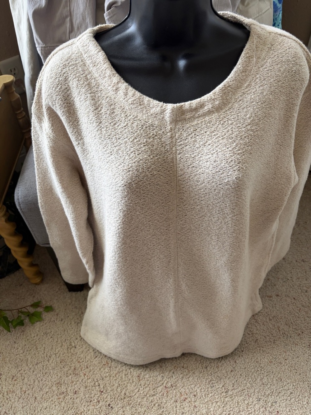Johnny Was Cream Textured Long Sleeve Pullover